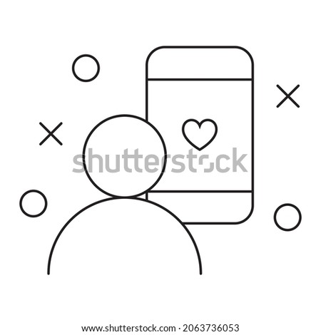 Social media Network Comunication Vector. Black and white. White background. Line drawing.
