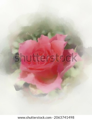 Watercolor red roses on the garden background for wallpaper and texture post cards.