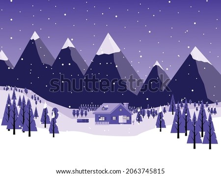 Winter Landscape.Winter Mountain Landscape. Snow Winter Mountain Landscape.