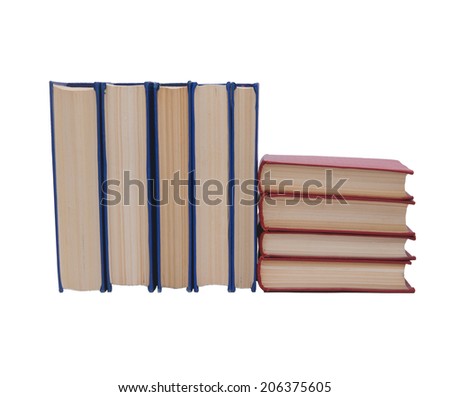 A pile of the books isolated on white background