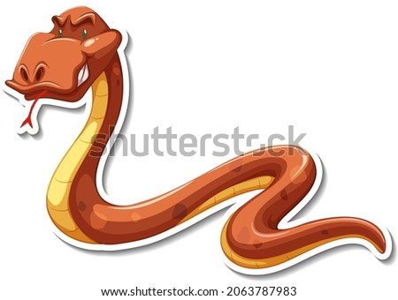 Snake cartoon character on white background illustration