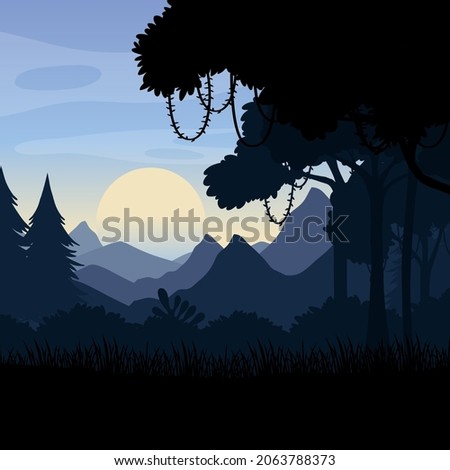 Forest landscape silhouette background illustration