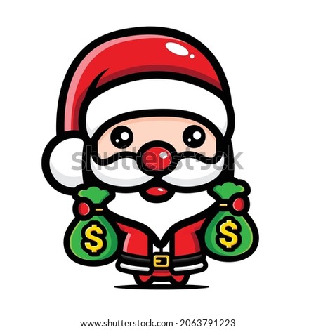 cute santa claus share money