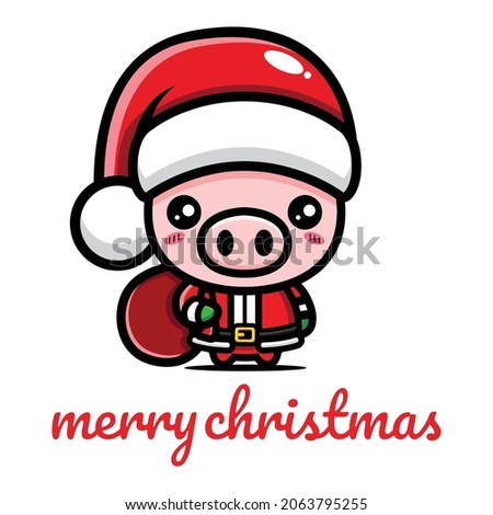 cute pig is celebrating christmas