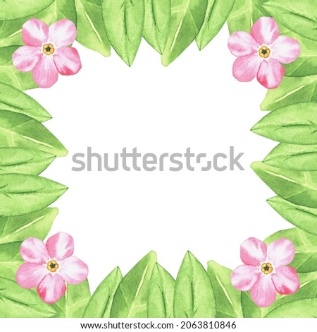 A frame made of leaf. Watercolor botanical illustration included in the collection of wildflowers. Isolated image on a white background. For your design stationery, accessories.
