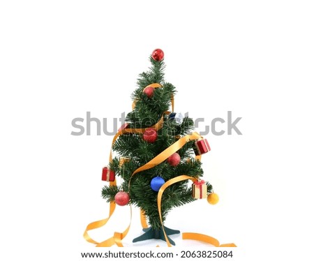 Decorated Christmas tree for new year isolated on white background