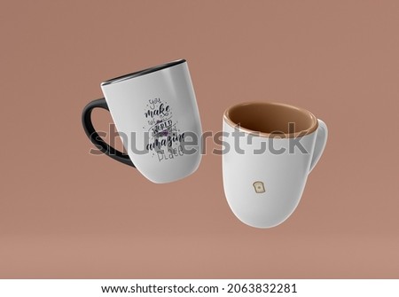 mugs with beautiful words and a pink background Royalty-Free Stock Photo #2063832281
