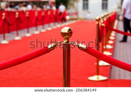 Way to success on the red carpet (Barrier rope)  Royalty-Free Stock Photo #206384149