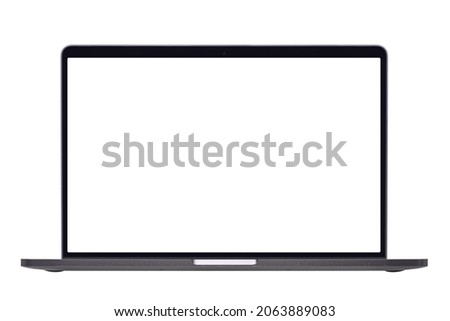 Laptop space gray with blank screen isolated on white background with clipping path.