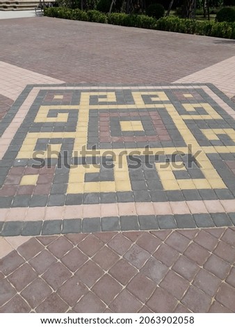 Pattern of colorful brick floor