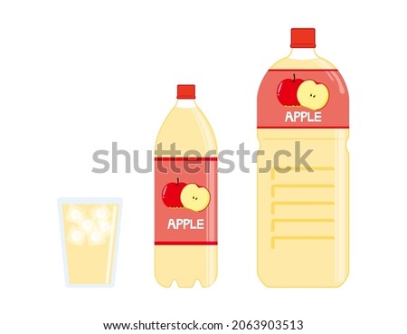A PET bottle of apple juice. Vector illustration.