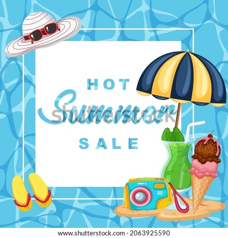Summer sale banner template illustration
