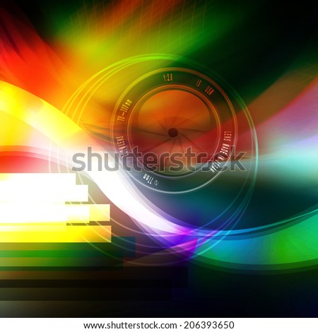 Camera lens on abstract background