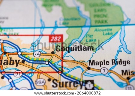 Coquitlam on the map background