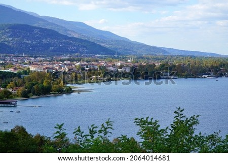 High angle view of Sapanca Lake in Sakarya district of Turkey.