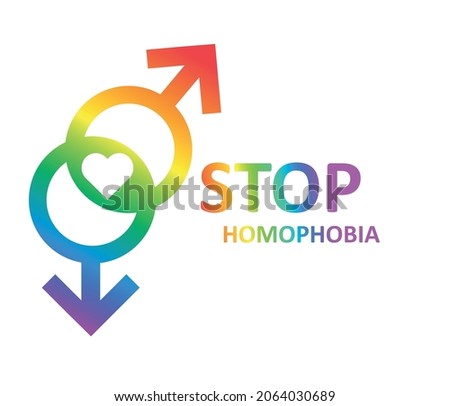Stop homophobia slogan with rainbow colors. Gay rights concept. Pride poster, banner vector design.