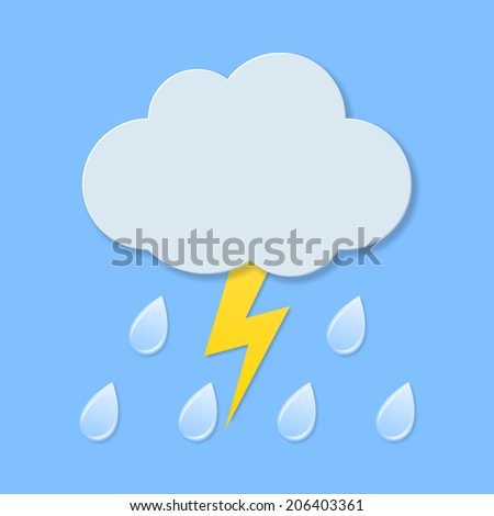Weather icons. Rain and lightning. 2d illustration