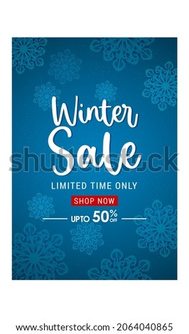 winter sale banners Post template with snowy background