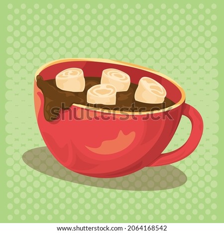 Hot Chocolate in Red Cup Mug Vector Illustration