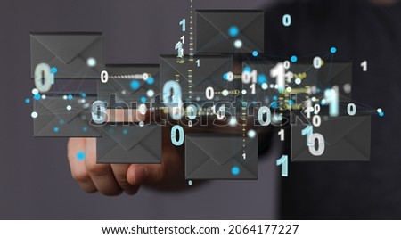 express envelope and parcel abstract technology background. Business quantum internet network communication and high speed parcel