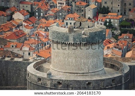 Dubrovnik city center is the main tourism zone of the city. People come from all over the world to see it and tourists can be seen on every street and place of interest Royalty-Free Stock Photo #2064183170