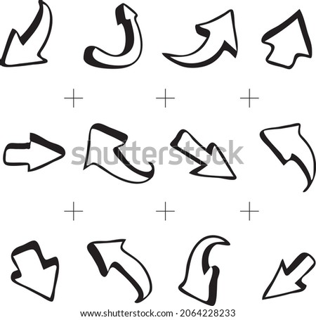 A set of vector icons with arrows in cartoon style