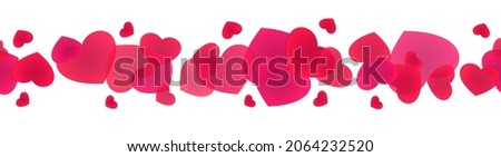 Seamless line with scattered hearts for package decoration, banner design, framing and edging