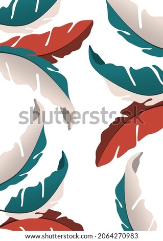 Colorful decorative oak leaves on a white background, falling foliage. Creative template for your design. Vector illustration