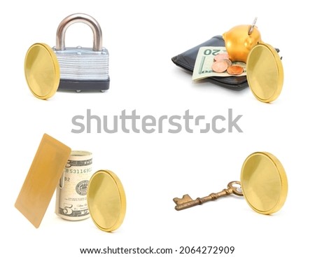 A business idea with gold coin on white background