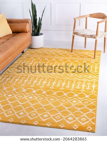 Modern multicolour living area floor rugs, interior room rug texture design. Royalty-Free Stock Photo #2064283865