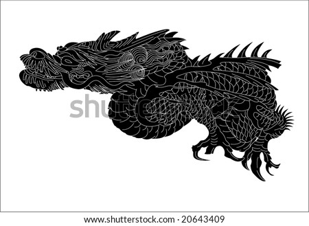 Asian dragon in very high detail in vector art