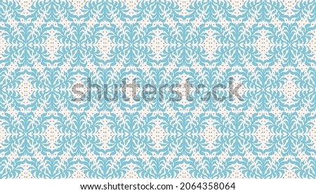 Geometric damascus ornament. Ikat border. Ethnic embroidery with leaves and monograms. Tribal vector texture. Seamless folk pattern in Aztec style. Indian, Scandinavian, Gypsy, Mexican, African rug.