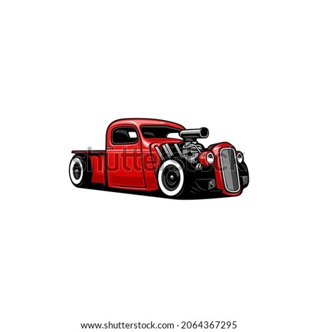 Vector illustration of classic hot rod, isolated on the white background	