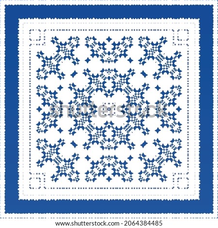 Ornamental azulejo portugal tiles decor. Fashionable design. Vector seamless pattern texture. Blue gorgeous flower folk print for linens, smartphone cases, scrapbooking, bags or T-shirts.