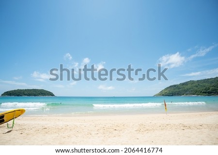 Beautiful Blue wave and white foamy nature on sunny summer day.Fantastic colorful sunset on surfing  beach.Amazing blue sky and clouds soft daylight.Close up no people. blue sea space beach 