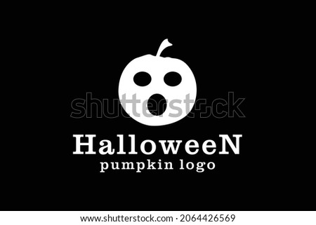 Silhouette of Mysterious Face pumpkin with Shocked Expression logo design