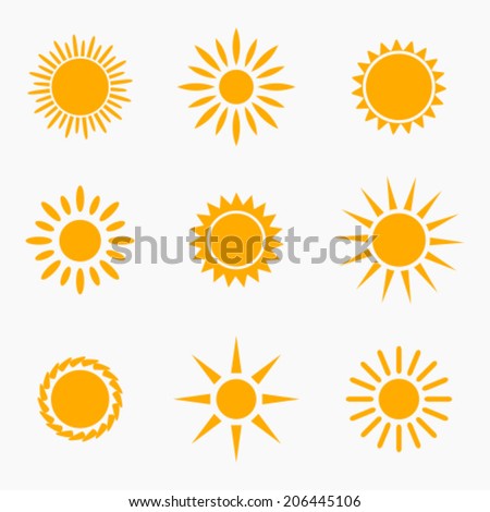 Sun icons or symbols collection. Vector illustration