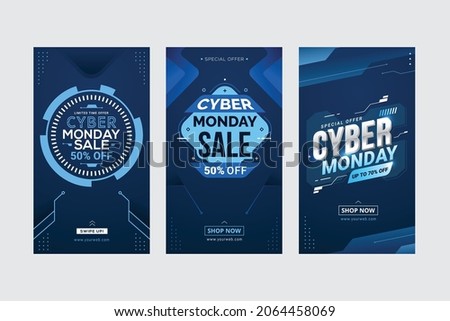 Cyber monday sale social media stories template design collection Royalty-Free Stock Photo #2064458069