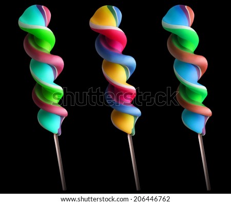 Bright colorful lollipop set over isolated background