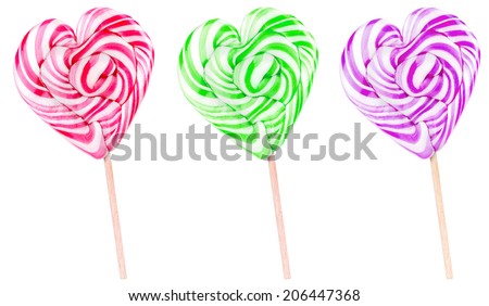Bright colorful lollipop set over isolated background