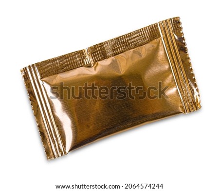 gold aluminum foil bag package isolated on white background