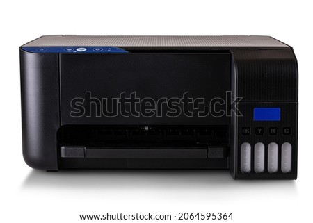 New modern multifunction printer isolated on white background