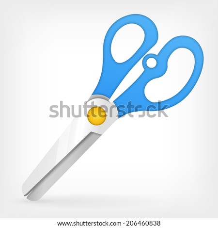 blue scissors vector icon. isolated from background.