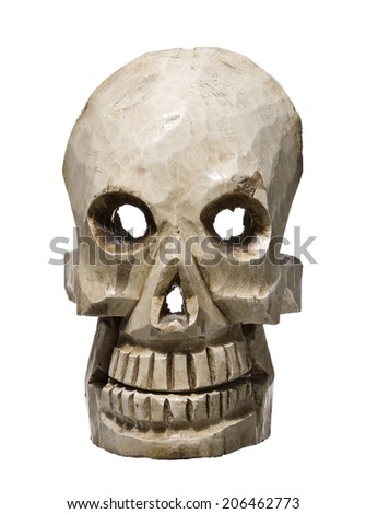 hand made artificial skull isolated on white