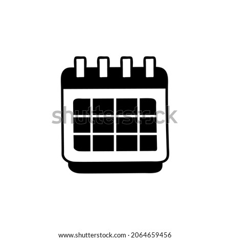 Calendar, schedule icon   in solid black flat shape glyph icon, isolated on white background 