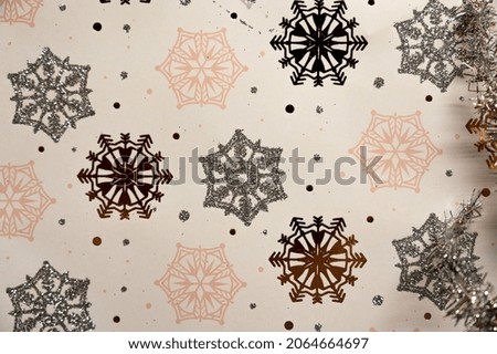 Snowflakes of different shapes, christmas background