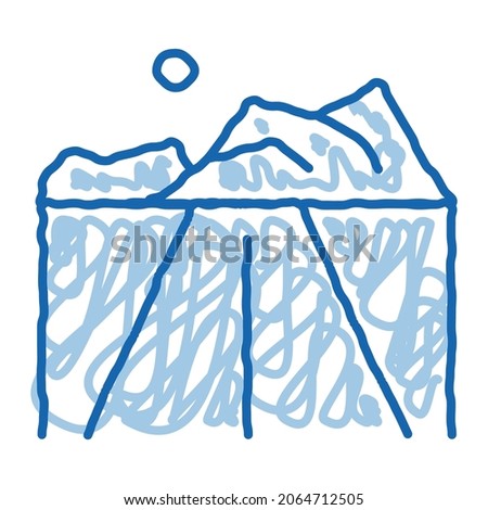 Iceberg sketch icon vector. Hand drawn blue doodle line art Iceberg sign. isolated symbol illustration