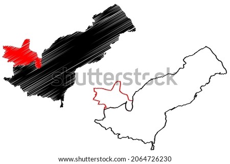 Pathankot district (Punjab State, Republic of India) map vector illustration, scribble sketch Pathankot map