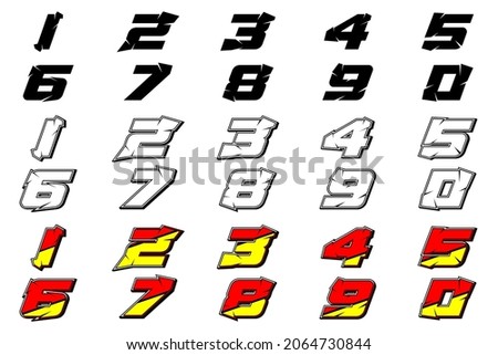 Numbers race icon set vector. Simple set of racing numbers. Flat design, Editable. Vector Illustration EPS 10