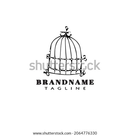 birdcage cartoon logo icon concept template black modern isolated vector illustration